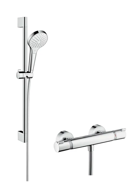 Hansgrohe Croma Select S Set de douche Vario avec barre 65cm + Mitigeur thermostatique Ecostat Comfort (27013400)